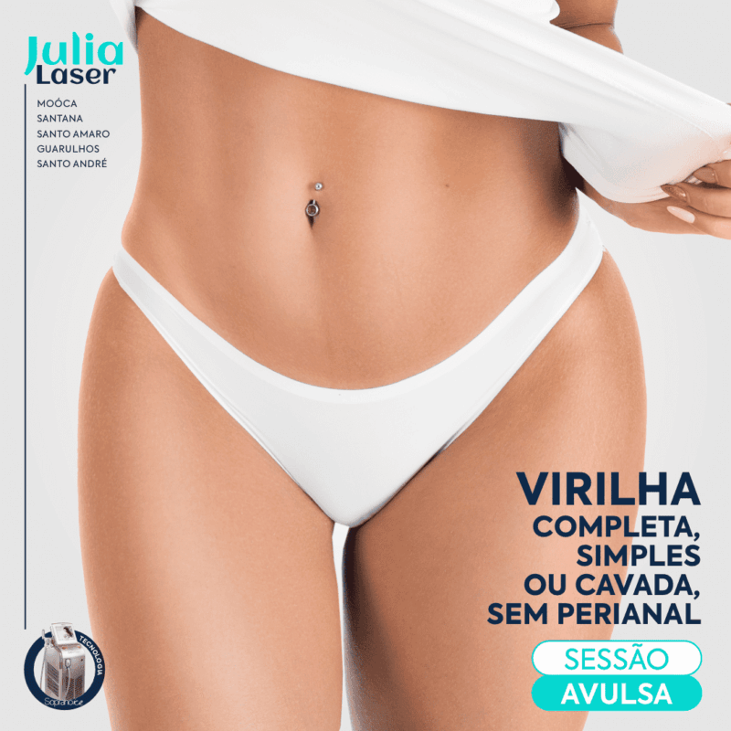 1 SESSÃO AVULSA DEPILAÇÃO VIRILHA COMPLETA, SIMPLES OU CAVADA SEM PERIANAL