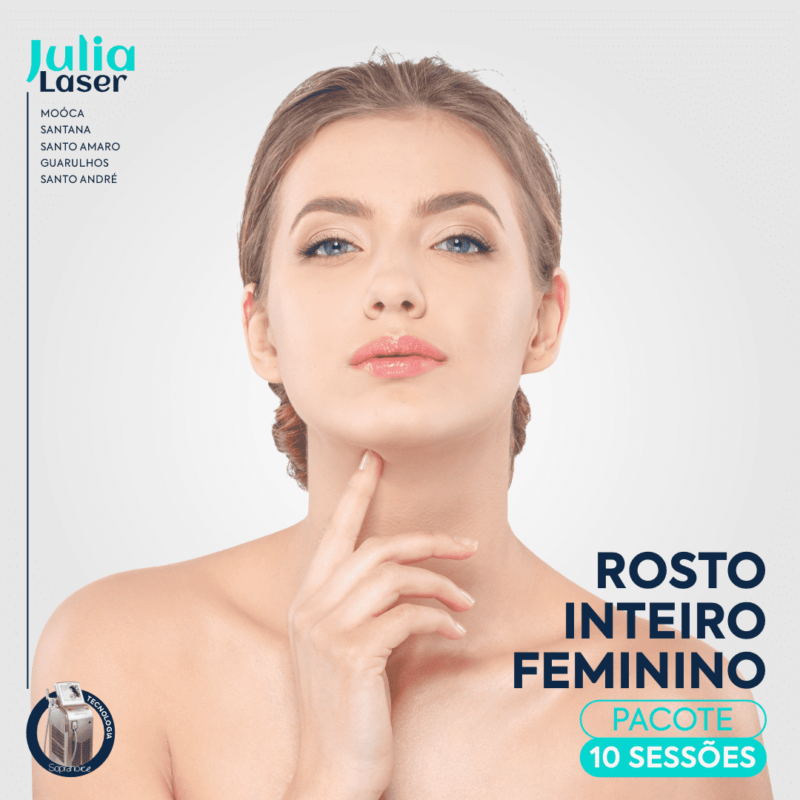 Pacote 10 Sessões Depilação Rosto Inteiro Feminino