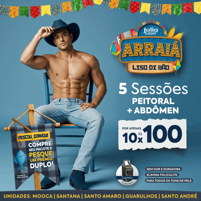 5 Sessões de Peitoral + Abdômen por apenas 10x R$ 100,00
