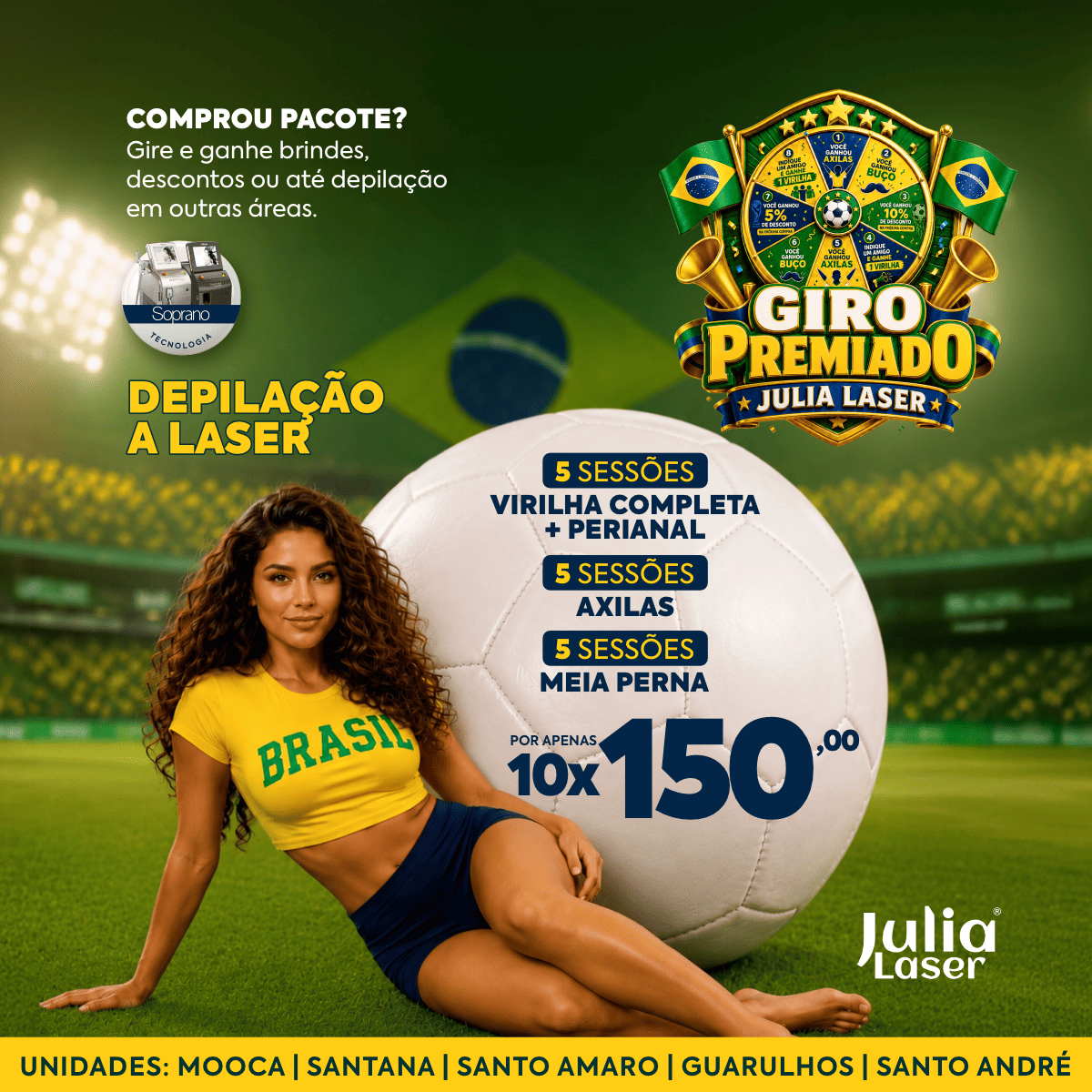5 SESSÕES VIRILHA FEMININA COMPLETA COM OU SEM PERIANAL + 5 AXILAS + 5 MEIA PERNAS 10X R$150 SEM JUROS